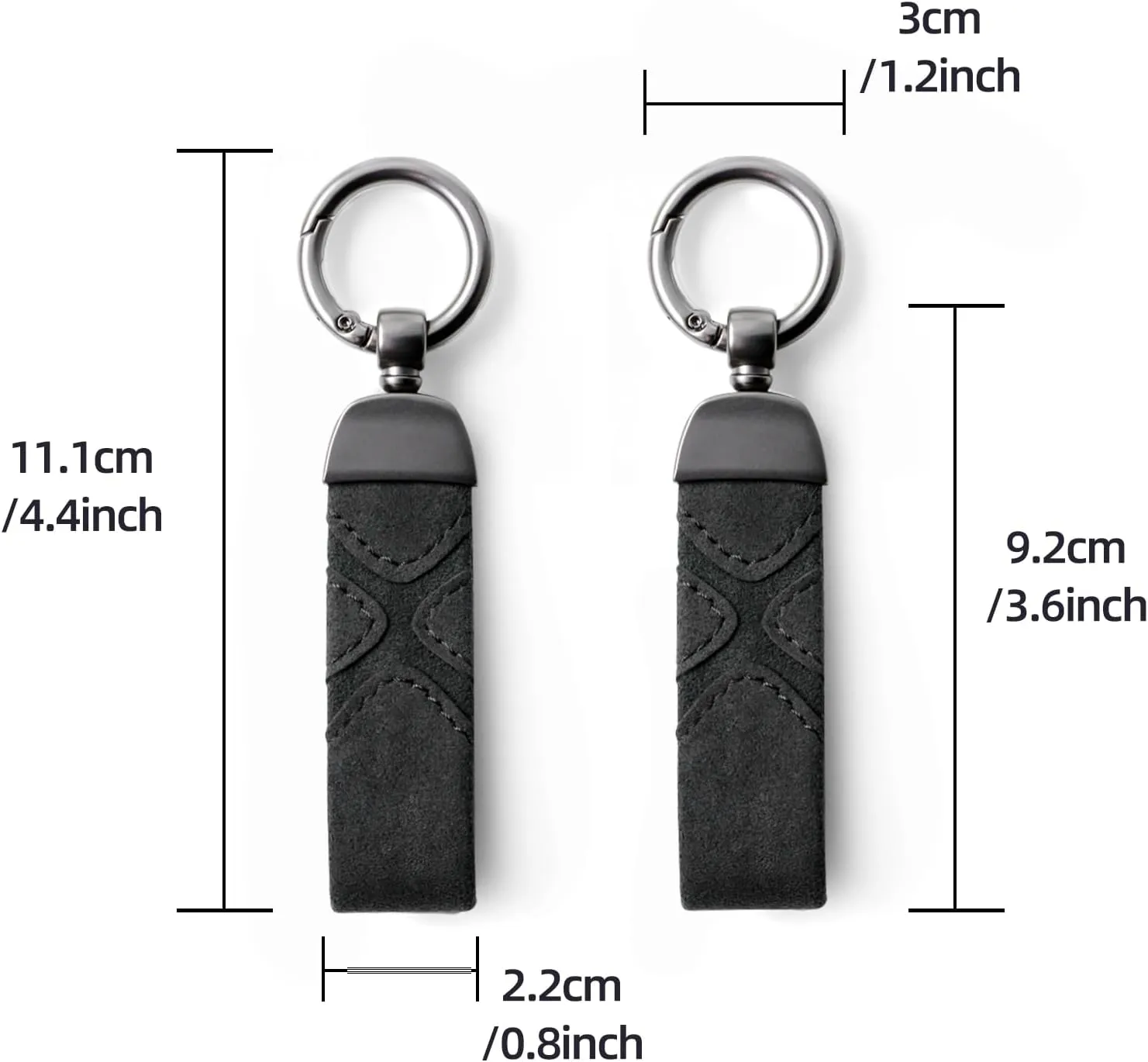 BETTERHUMZ Leather Suede Car Keychain,Key Chain Clip for Alcantara, Anti-Lost D-Ring for Men and Women Car Accessories