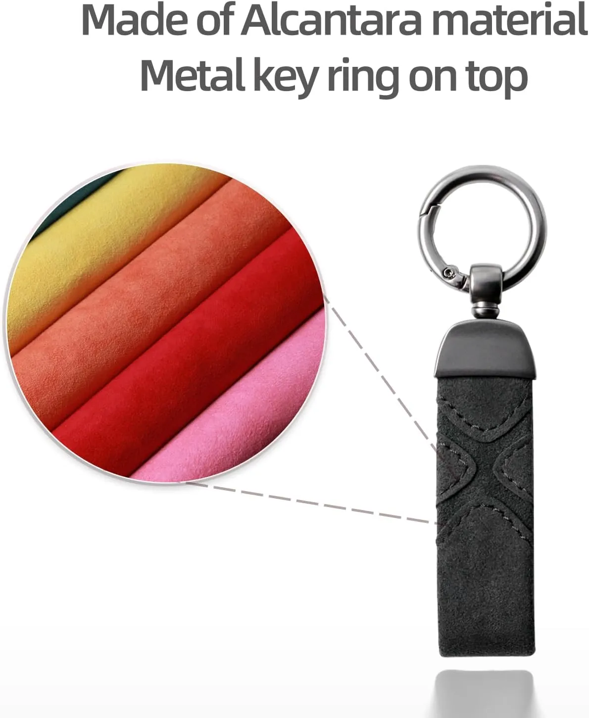 BETTERHUMZ Leather Suede Car Keychain,Key Chain Clip for Alcantara, Anti-Lost D-Ring for Men and Women Car Accessories