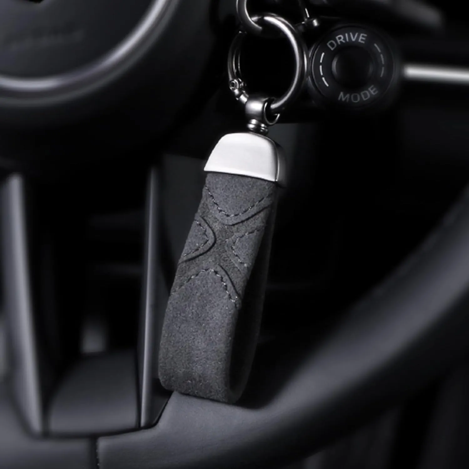 BETTERHUMZ Leather Suede Car Keychain,Key Chain Clip for Alcantara, Anti-Lost D-Ring for Men and Women Car Accessories