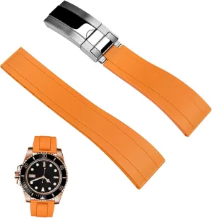 Black Universal TPU Silicone Watch Band for Men and Women, 20mm 22mm Rubber Strap Bracelet with Classic Diving Deployment Buckle Blue Green