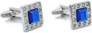 Blue Crystal Square Cufflinks for Men Classic Luxury Zircon Inlay Copper Cuff Links with Gift Box Elegant Style Men Cufflinks for Wedding Christmas Business