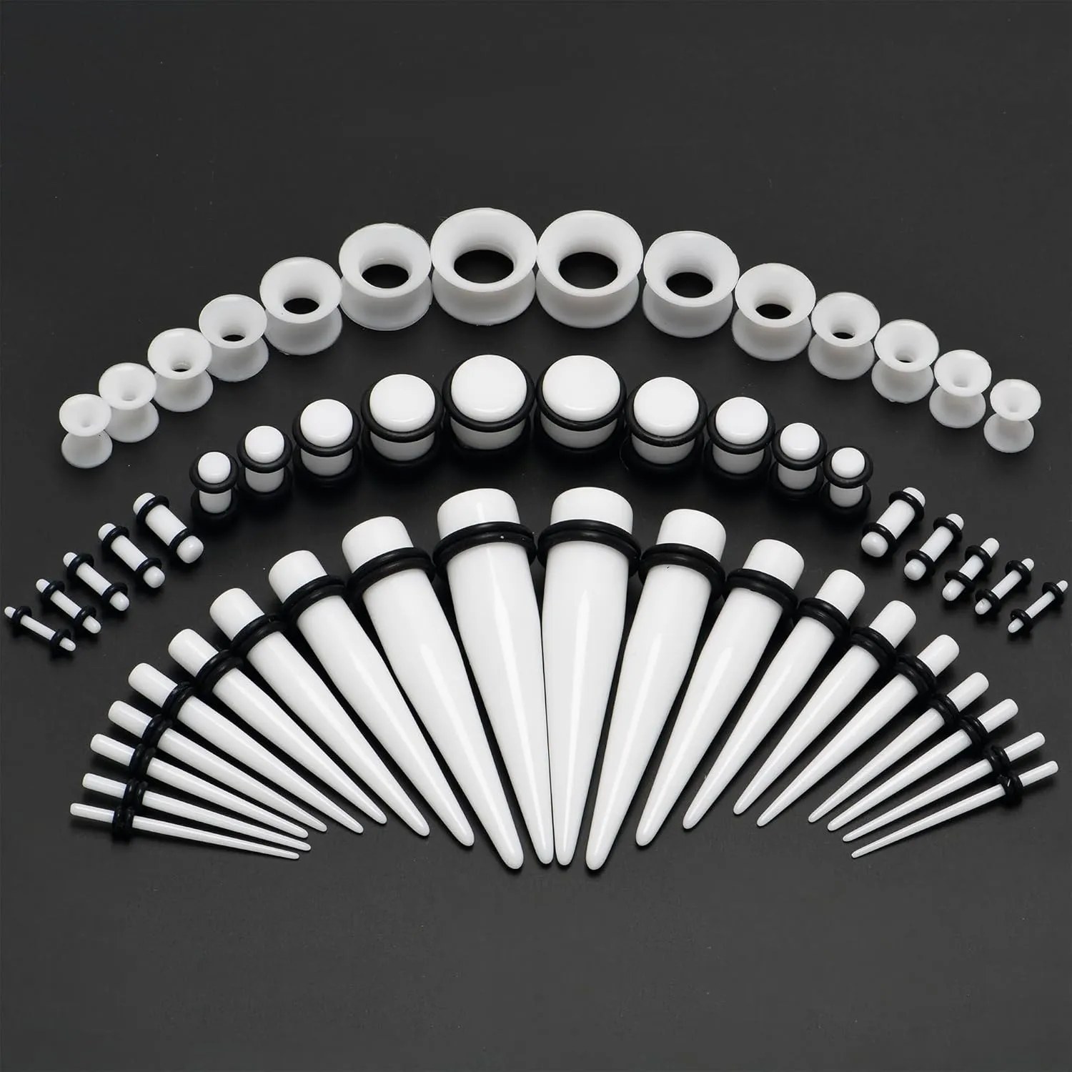 Body Candy Unisex Ear Gauges Stretching Kit Straight Tapers for Stretched Ears Black Acrylic Taper Set