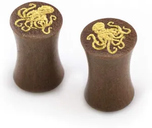 BodyJewelryOnline Pair of Ear Plug with Octopus Design Made of Wood