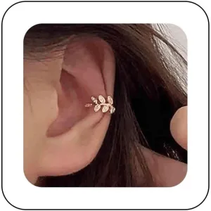 Boho Cz Leaf Ear Cuff Earrings Gold Cuff Wrap Earrings Olive Leaf Cartilage Cuff Earrings Crystal Leaf Non Pierced Earrings Jewelry for Women