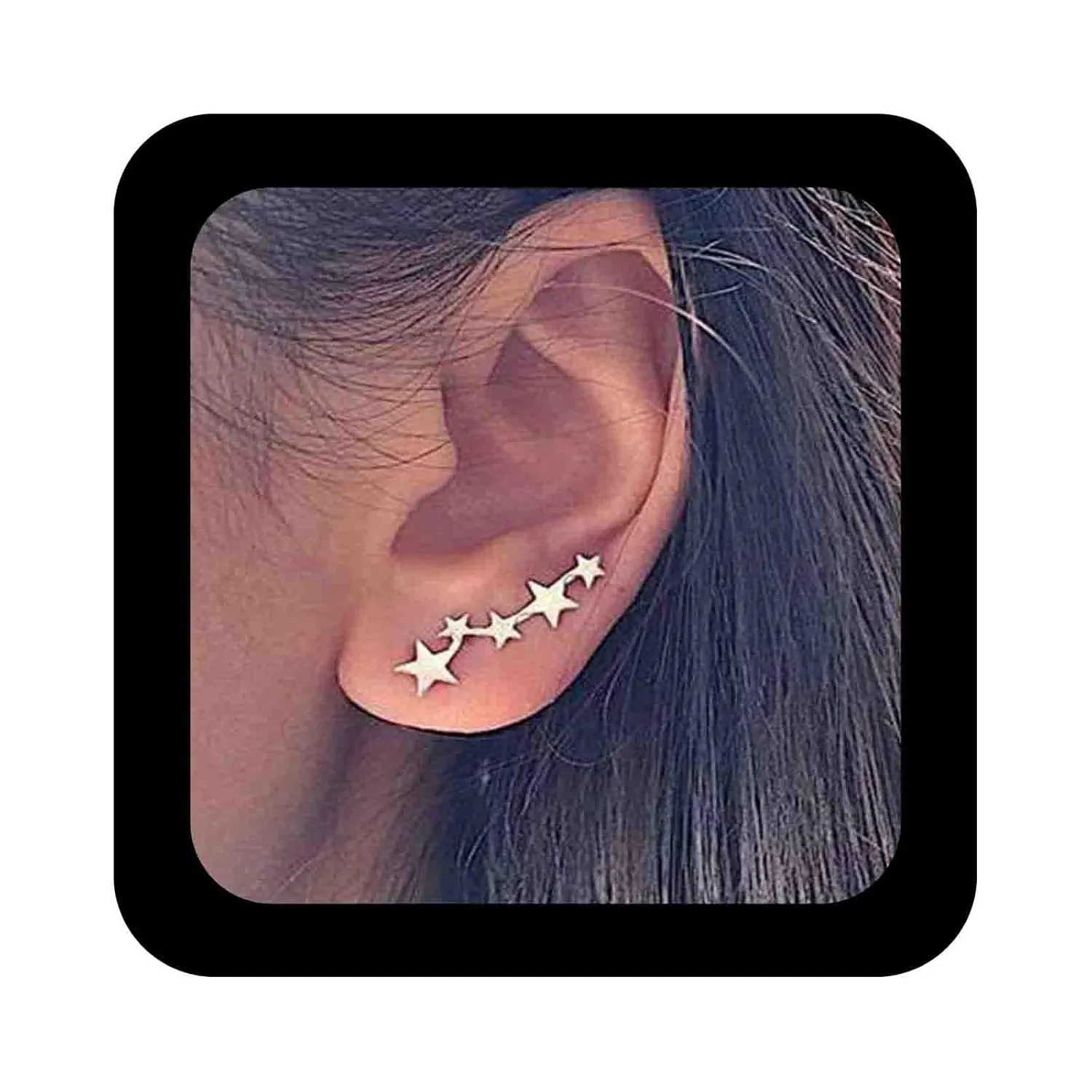 Boho Tiny Star Ear Climber Earrings Gold Star Ear Crawler Earrings Minimalist Star Stud Earrings Lucky Star Ear Cuff Earring Jewelry for Women