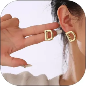 Bubble Letter Earring For Women,14k Gold Plated Dainty Balloon Initial Earrings Charm Puffy Name Personalized A-Z Alphabet Gift Jewelry