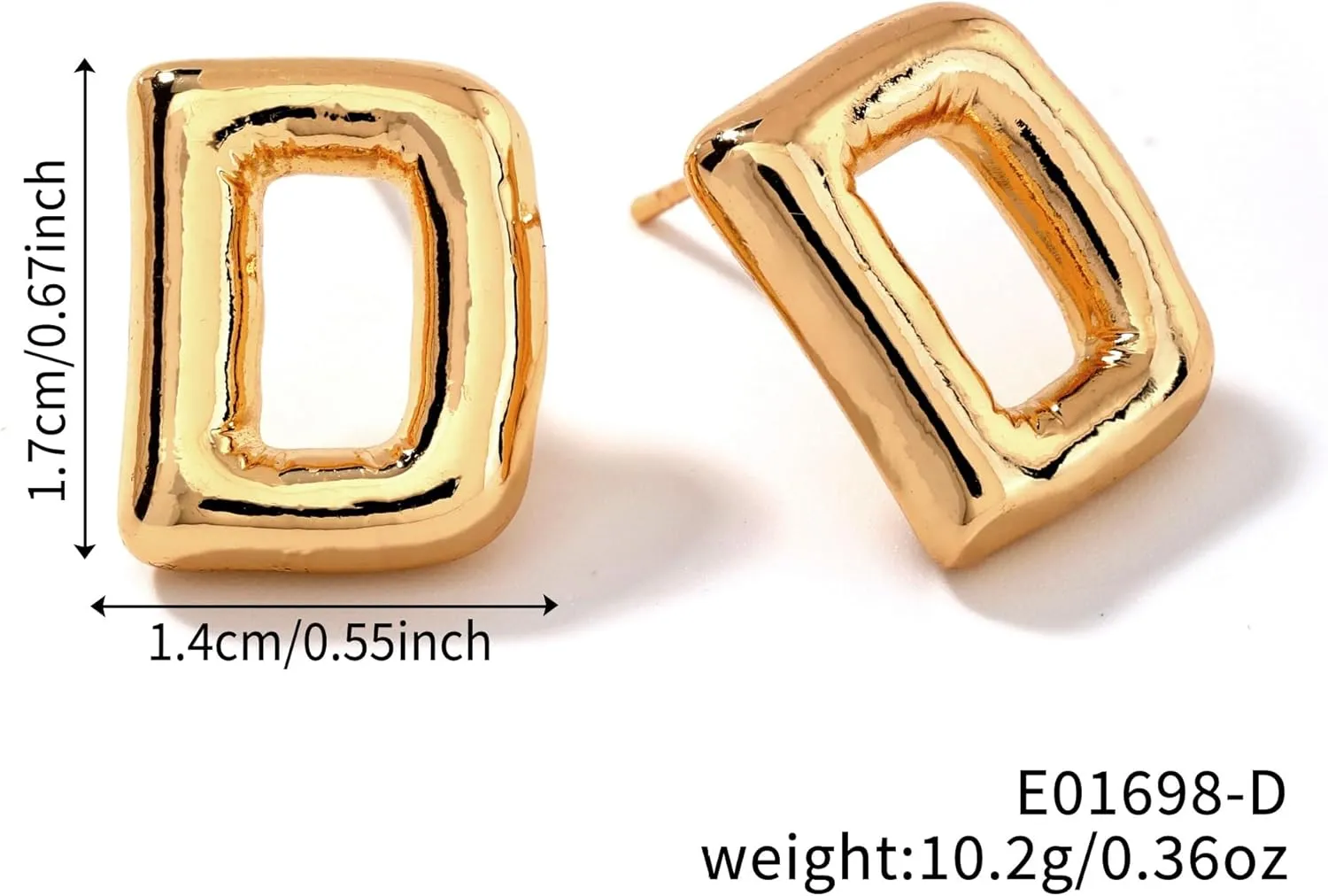 Bubble Letter Earring For Women,14k Gold Plated Dainty Balloon Initial Earrings Charm Puffy Name Personalized A-Z Alphabet Gift Jewelry