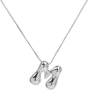 Bubble Letter Necklace Gold For Women, Balloon Initial Alphabet Pendant Polished 18k Gold Plated Puffy Name Statement Gift Jewelry