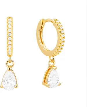 CAITLYNMINIMALIST 18K Gold Plated Sterling Silver CZ Diamond Gem Rhinestone Pearl Pave Huggies Dainty Delicate Small Mini Hoop Earrings Gift for Women