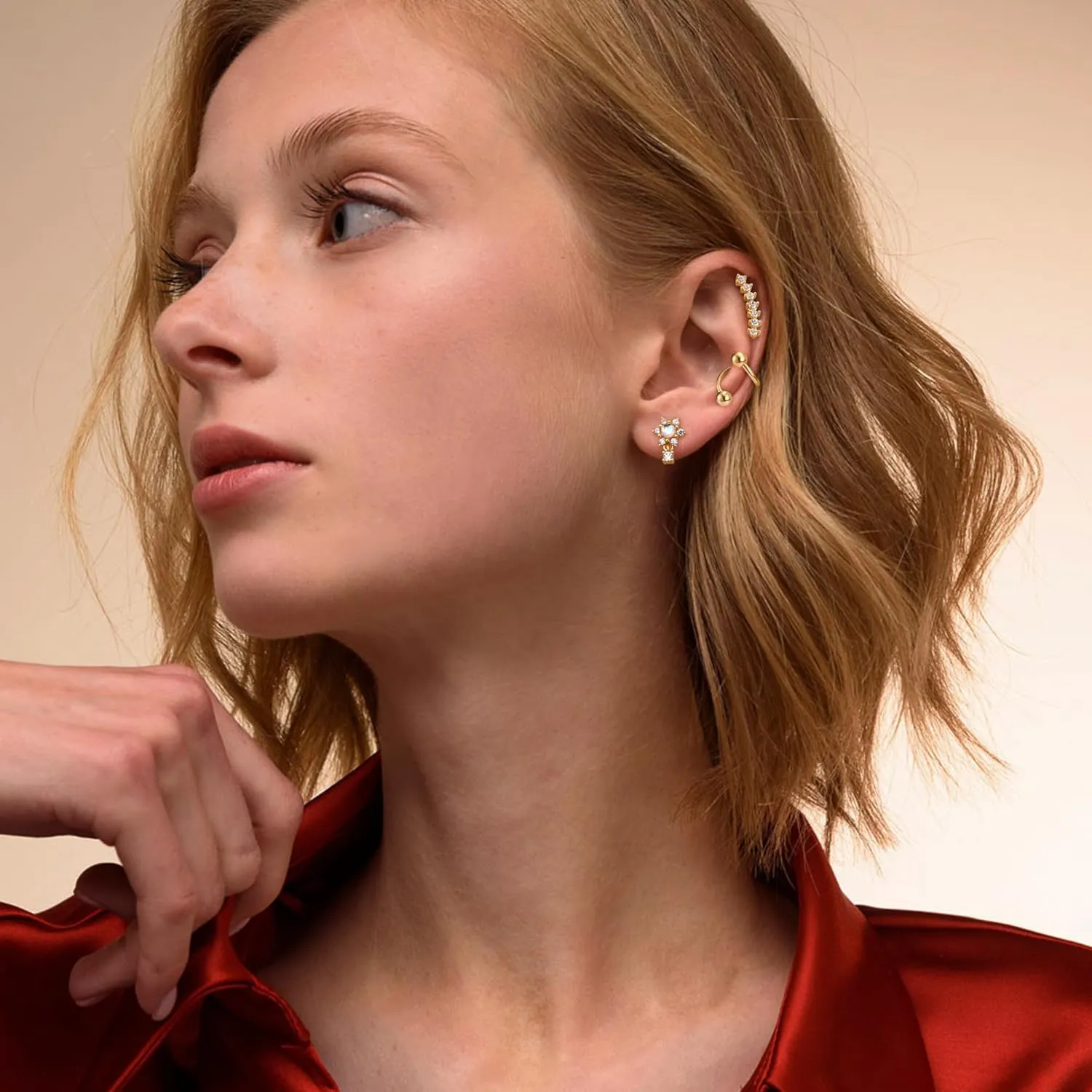Cartilage Earrings for Women 16G - Conch Helix Tragus Earrings Piercing Jewelry Hypoallergenic Surgical Stainless Steel Cartilage Flat Back Stud Earring Push in Nose Studs Labret Jewelry