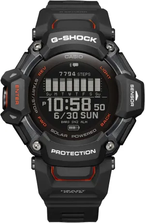 Casio Men's G-Shock Move GBD-H2000 Series, Multisport (Run, Bike, Swim, Gym Workout), GPS   Heart Rate Watch, Quartz Solar Assisted Black and Red Watch with Black Resin Strap