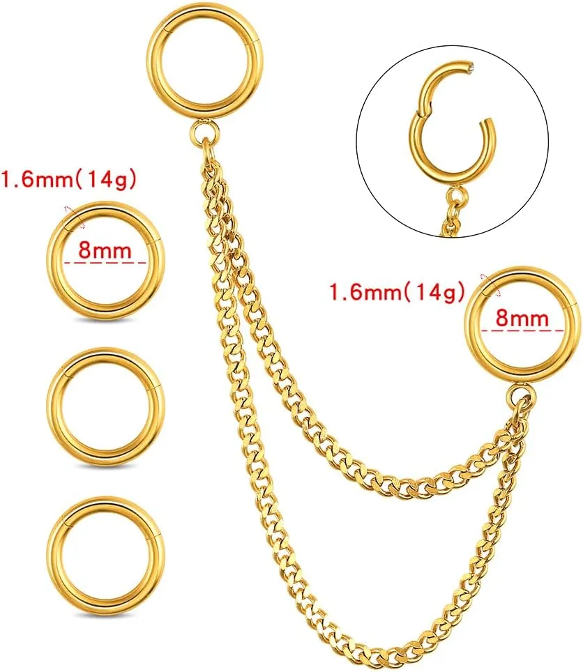 Casvort 14G Seamless Septum Piercing Rings Segment Tragus Hoop Rings 316 Surgical Stainless Steel Helix Ring Stacks for Stretched Ear Lobe Clickers Ear Hangers Body Jewelry