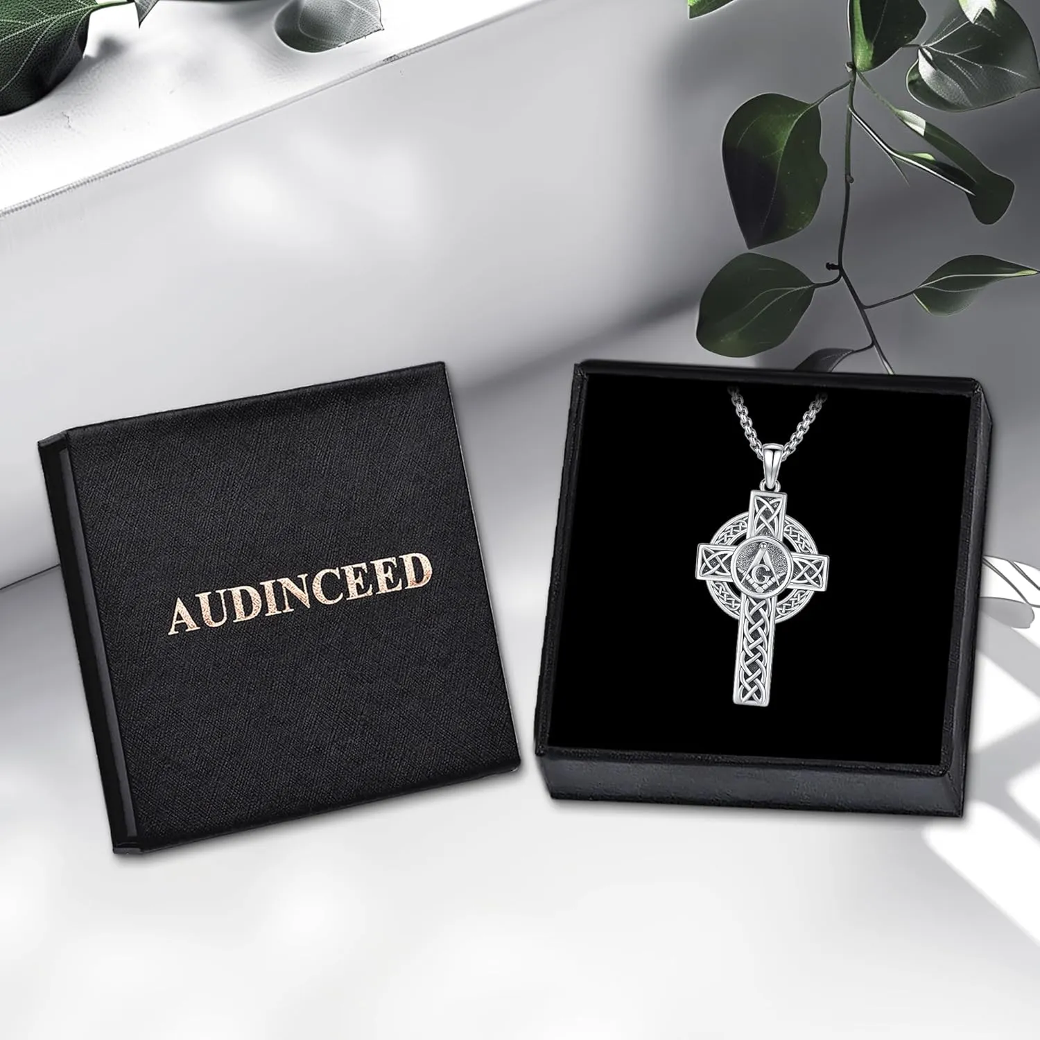 Celtic Cross Necklace for Men Women 925 Sterling Silver Celtic Cross Pendant Evil Eye Necklace Irish Trinity Knot Crucifix Jewelry