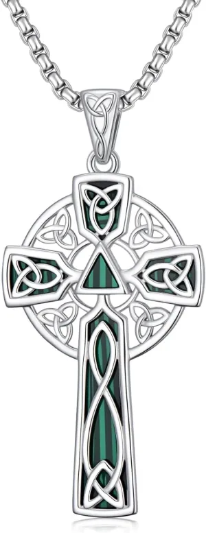 Celtic Cross/Claddagh Cross Necklace 925 Sterling Silver Irish Knot Pendant Jewelry St Patricks Day Gifts for Women Men