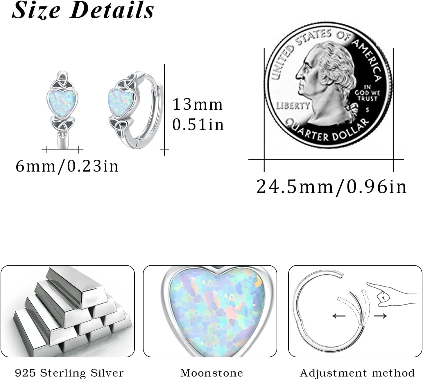 Celtic Knot Earrings Heart Hoops S925 Sterling Silver Irish Earrings Cartilage Hoop Earrings Small Hoop Earrings for Women