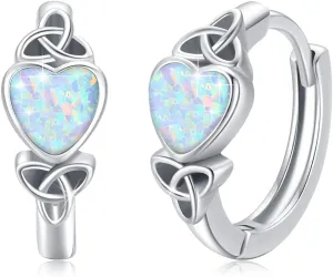 Celtic Knot Earrings Heart Hoops S925 Sterling Silver Irish Earrings Cartilage Hoop Earrings Small Hoop Earrings for Women