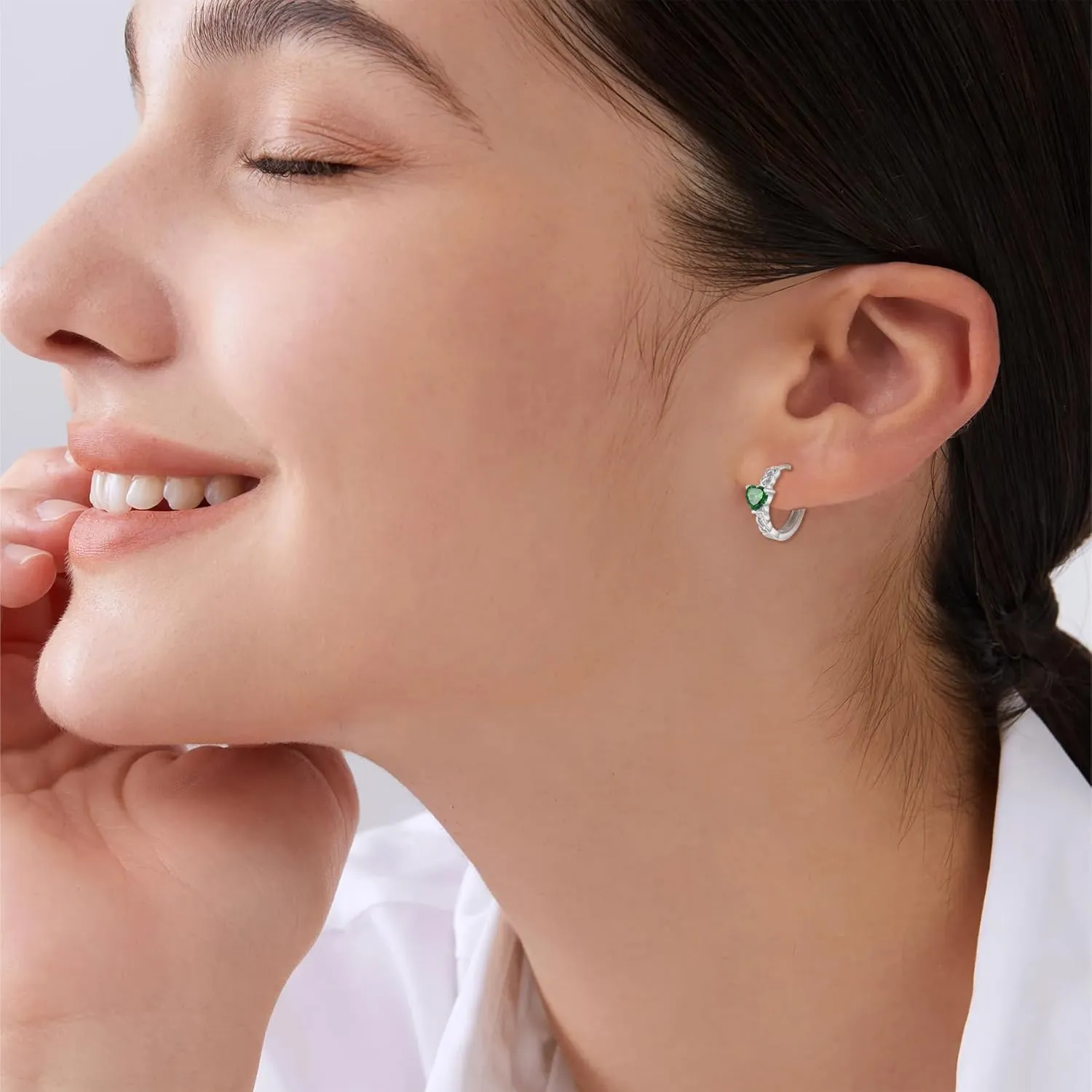 Celtic Knot Hoop Earrings 925 Sterling Silver Infinity Huggie Earrings with Birthstone Irish Jewelry Gifts for Women