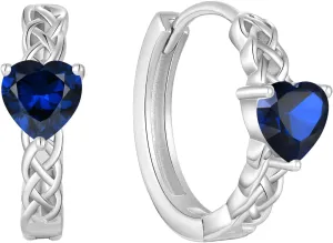 Celtic Knot Hoop Earrings 925 Sterling Silver Infinity Huggie Earrings with Birthstone Irish Jewelry Gifts for Women