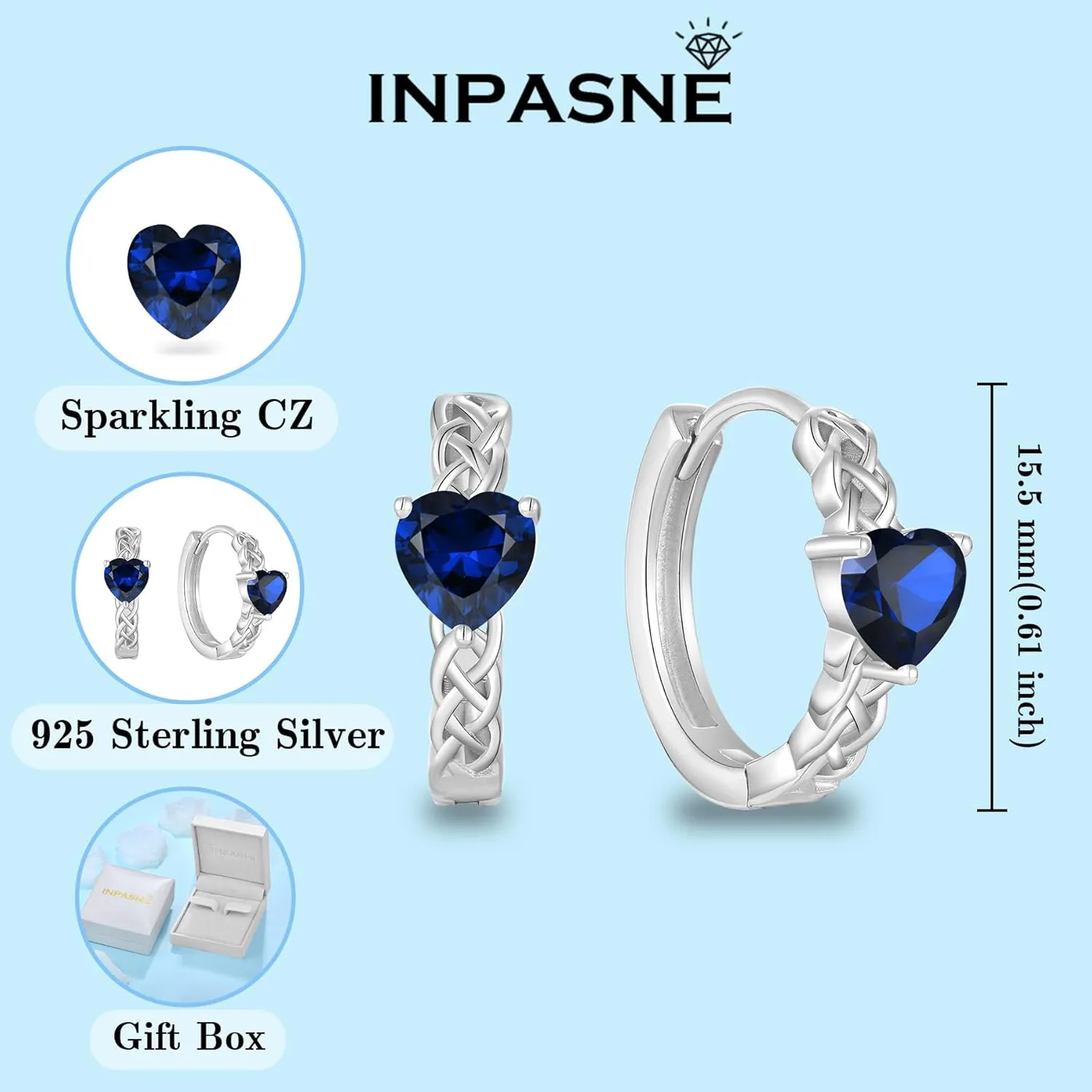 Celtic Knot Hoop Earrings 925 Sterling Silver Infinity Huggie Earrings with Birthstone Irish Jewelry Gifts for Women