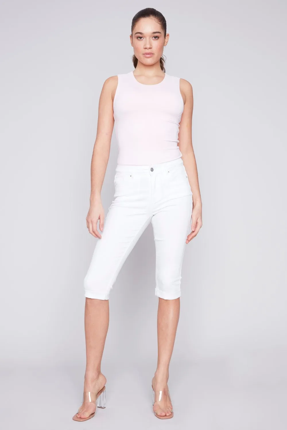 Charlie B Stretch Twill Pedal Pusher Pants C5208Y-618A-002 White