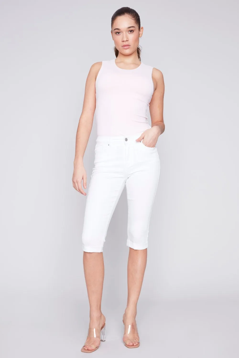 Charlie B Stretch Twill Pedal Pusher Pants C5208Y-618A-002 White