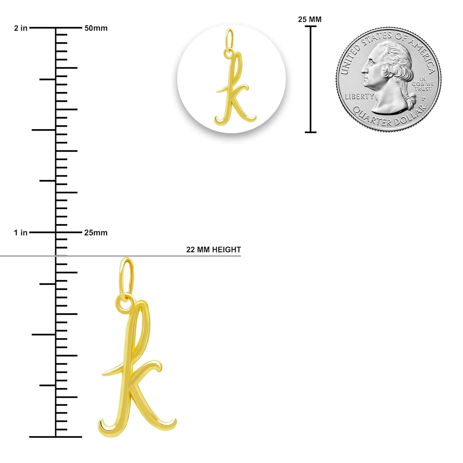 Charm America- Letters A-Z Small Initial Charm For Necklace - 10 Karat Gold -Letter Pendant Necklace for Women - Fashion Jewelry