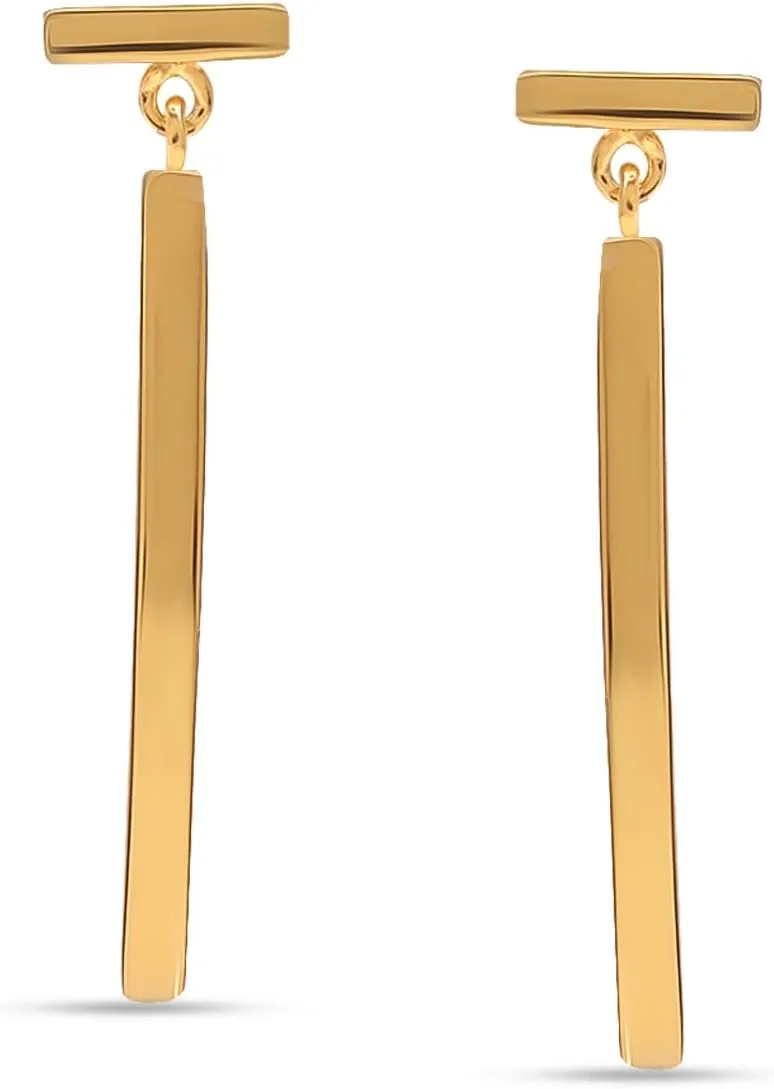 Charmsy 925 Sterling Silver Stud Dangle Drop Earrings for Women | Minimalist Silver Bar Cubic Zirconia Drop Earrings | Women's Minimal Hanging Earrings jewelry