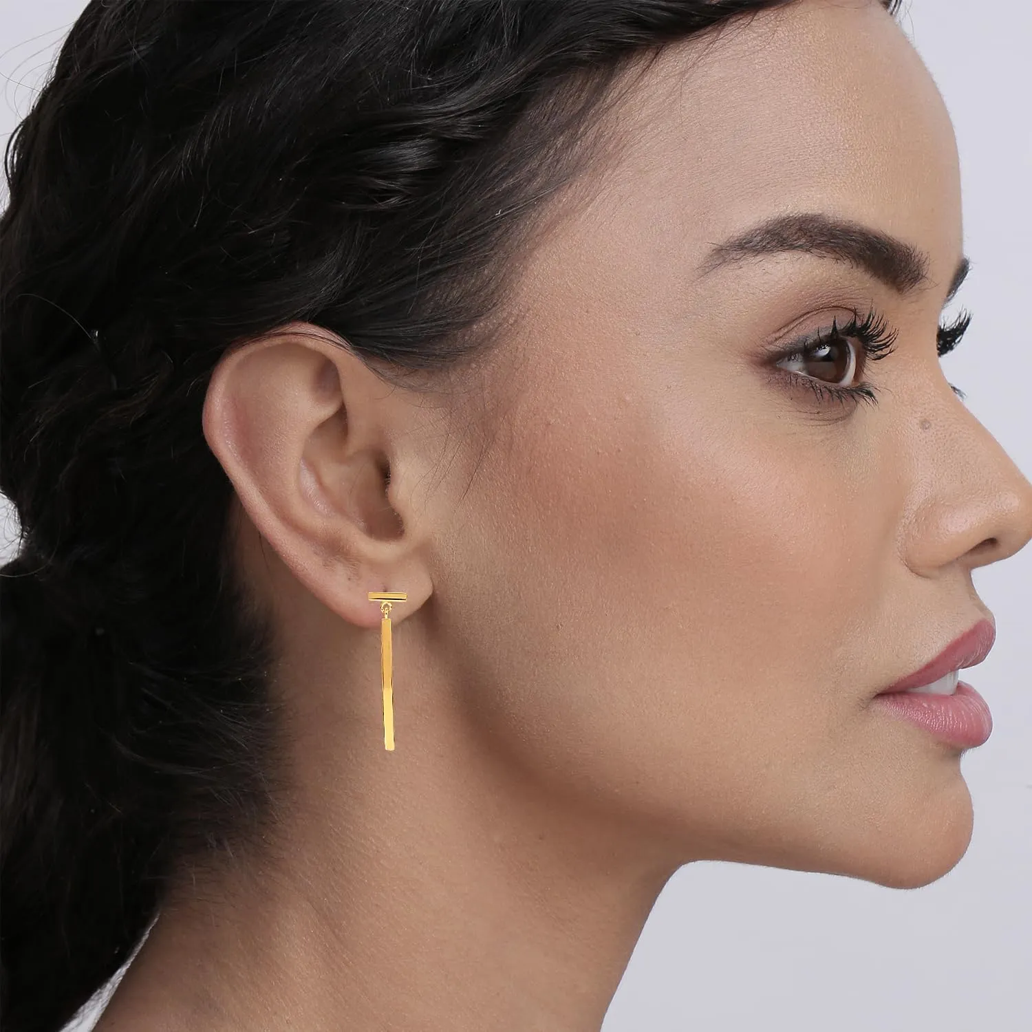 Charmsy 925 Sterling Silver Stud Dangle Drop Earrings for Women | Minimalist Silver Bar Cubic Zirconia Drop Earrings | Women's Minimal Hanging Earrings jewelry