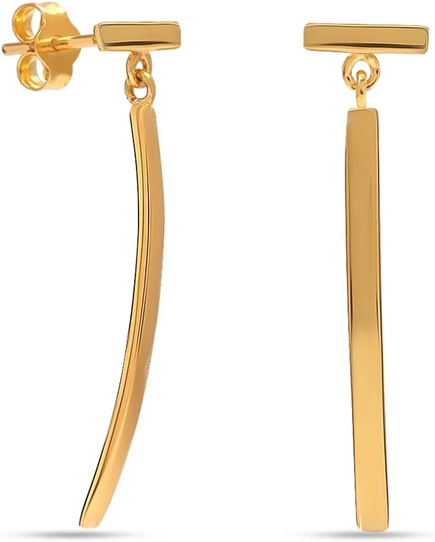 Charmsy 925 Sterling Silver Stud Dangle Drop Earrings for Women | Minimalist Silver Bar Cubic Zirconia Drop Earrings | Women's Minimal Hanging Earrings jewelry