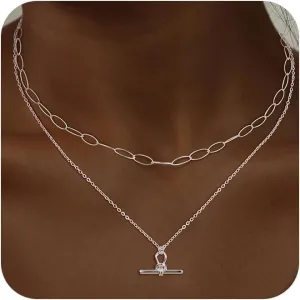 CHESKY Gold Necklace for Women Chunky Pendant Necklace Cuban Chain Sliver Paperclip Layered Necklace Pearl Choker Stack Necklace Sets Gold Beads Satellite Necklace Non Tarnish Necklace Trendy Jewelry