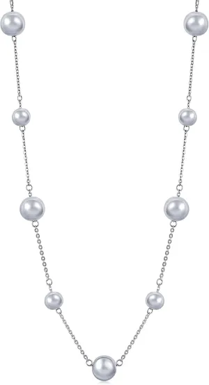 CHOW SANG SANG 950 Platinum Bead Necklace for Women 91283N | 18.5 Inches, (47 CM)