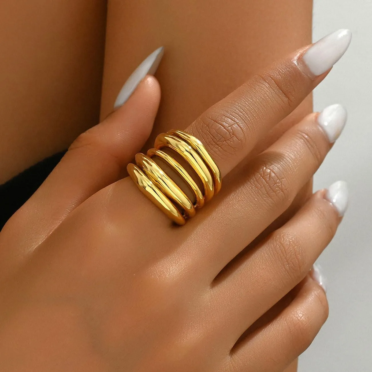 Chunky Gold Ring for Women Gold Silver Statement Ring Vintage Stack Rings Dainty Jewelry