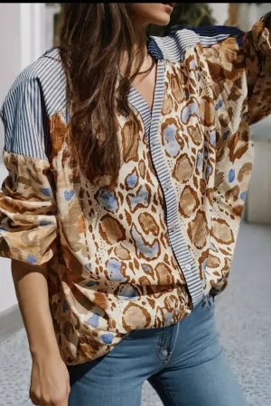 Cindy Leopard Striped Top