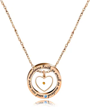 Circle Round Ring Necklace for Men Women, Engraved 'Faith As Small As A Mustard Seed Can Move Mountains' Hypoallergenic Christian Jewelry Baptism Communion Gifts YA958