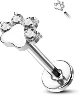 COCHARM G23 Titanium Cartilage Earring Stud for Helix 16g Flat Back Dog Paw Cartilage Piercing Jewelry Front Top Screw Helix Tragus Earrings