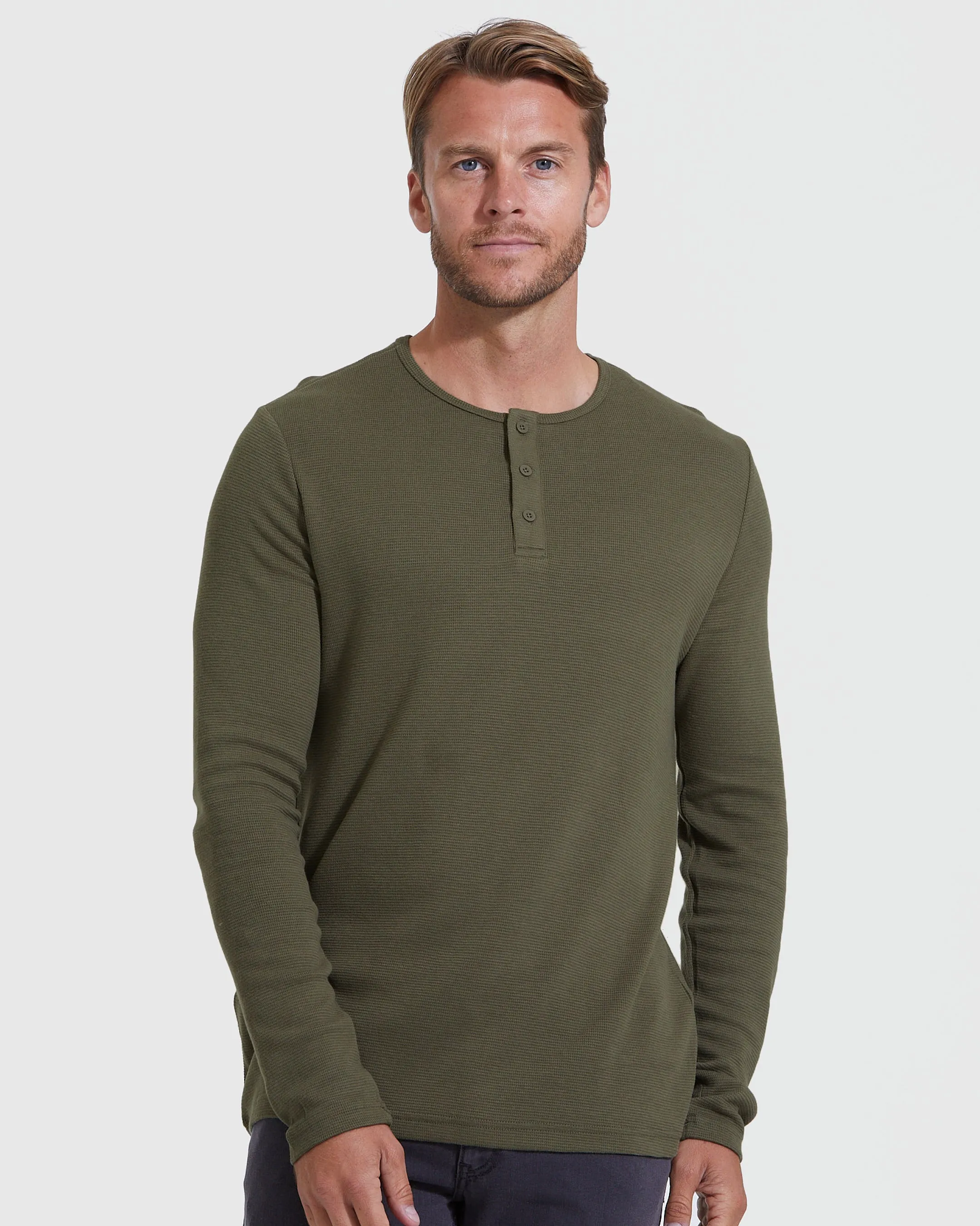 Color Waffle Long Sleeve Henley 3-Pack