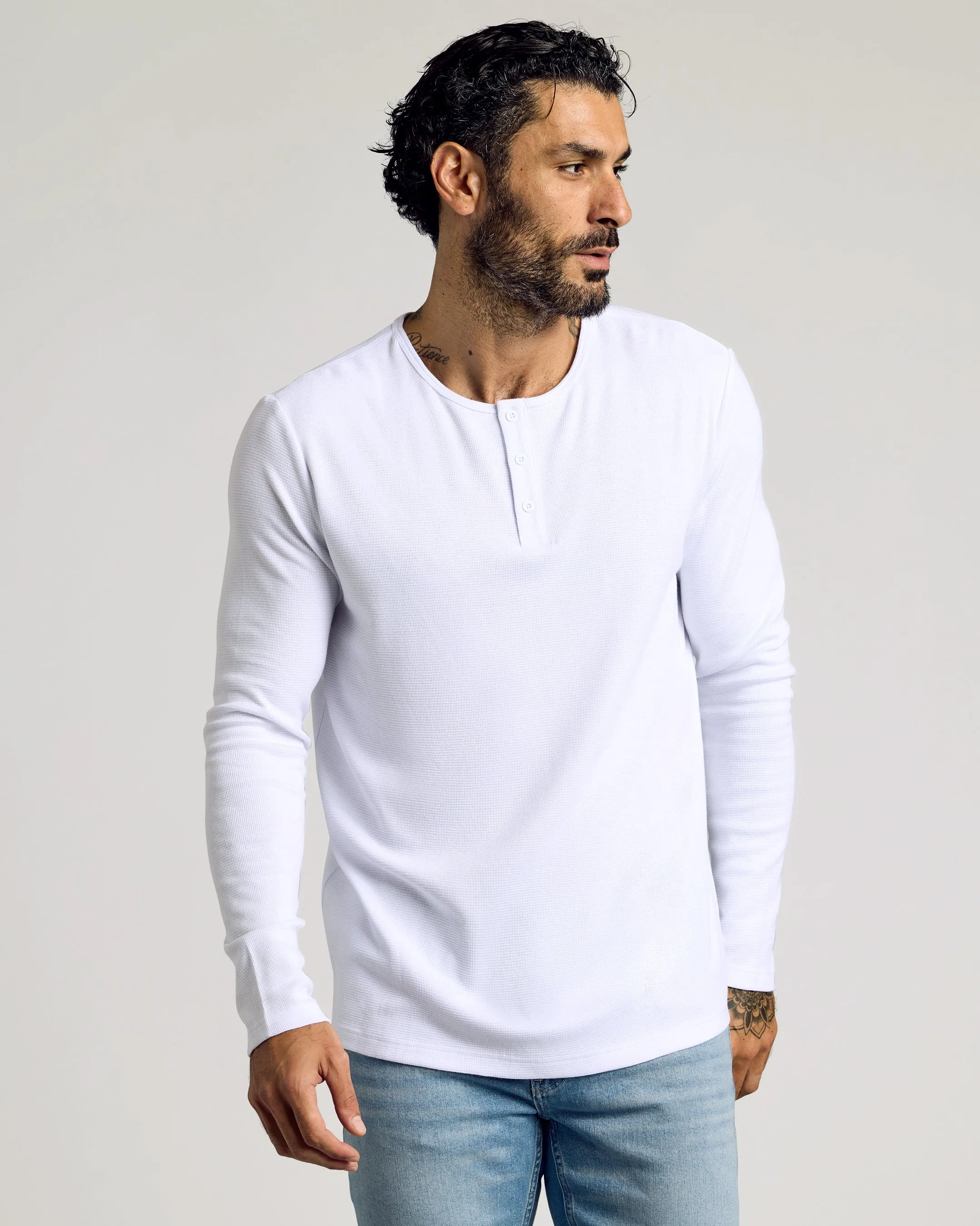 Color Waffle Long Sleeve Henley 6-Pack