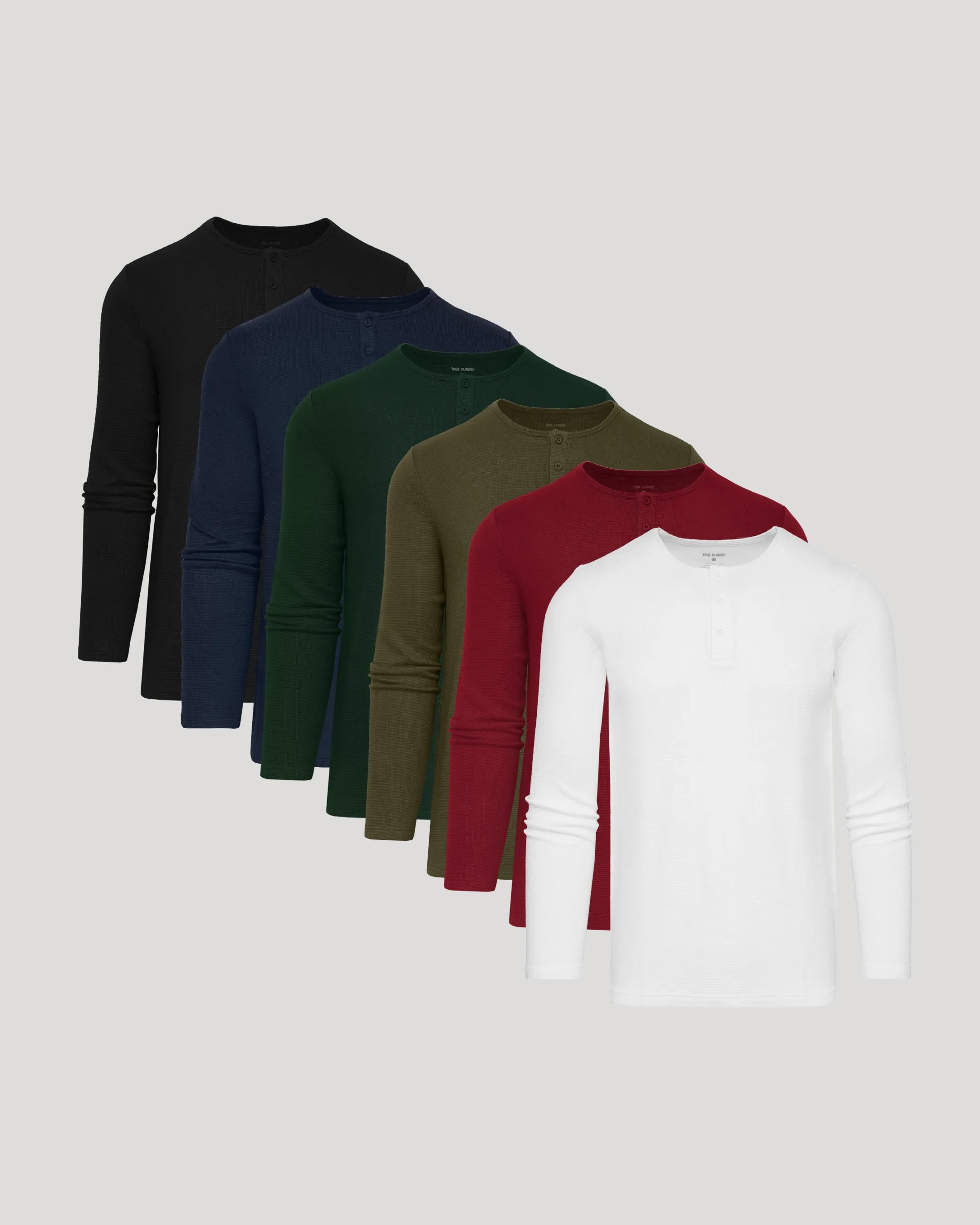 Color Waffle Long Sleeve Henley 6-Pack