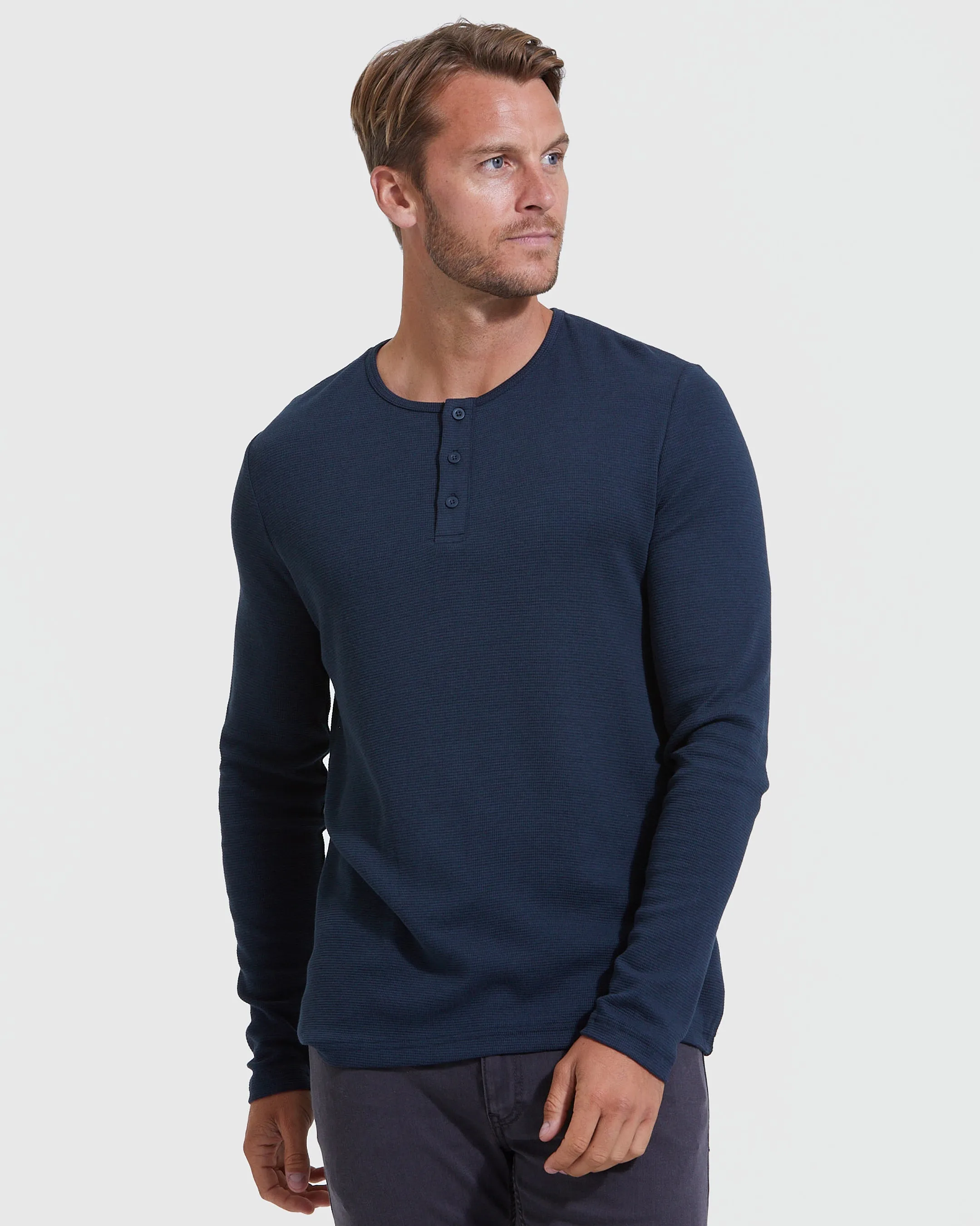 Color Waffle Long Sleeve Henley 6-Pack