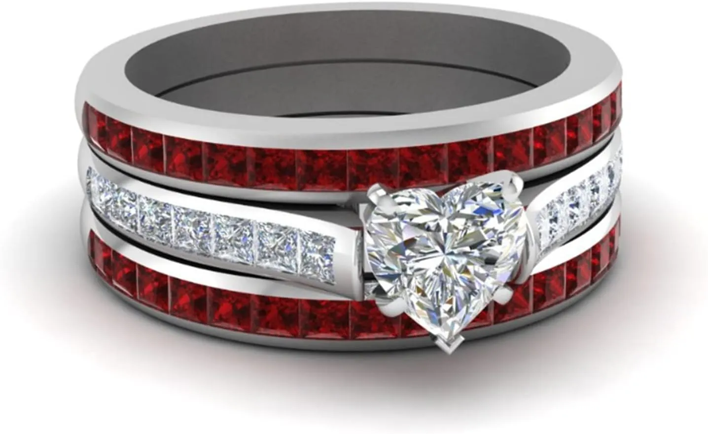Couple Ring Bands Silver Black, Cubic Zirconia Ring Unisex Size 5-13, Silver Plated Engagement Rings for Graduation