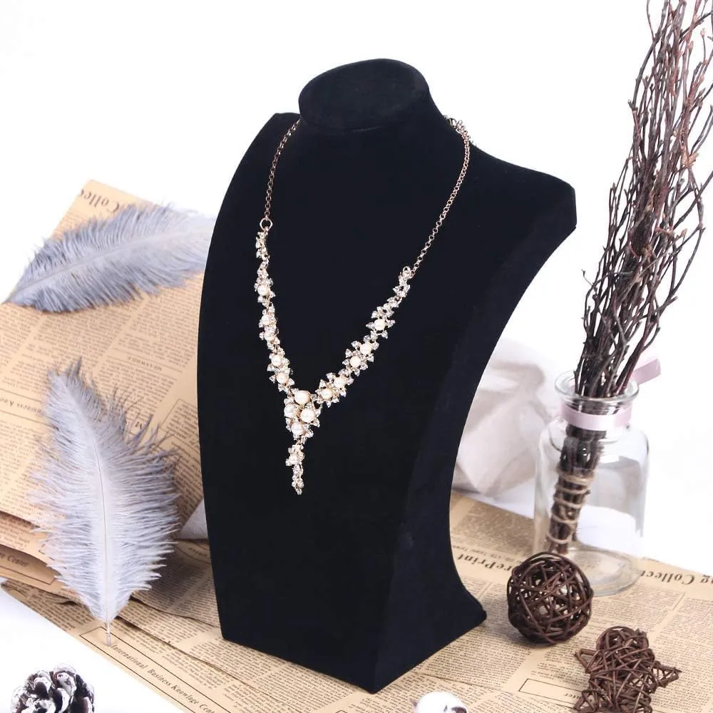 Coward Necklace Bust Stand, Necklace Holder Stand, Black Velvet Necklace Jewelry Display Holder for Home Use or Store Shop Show (9" Hight)