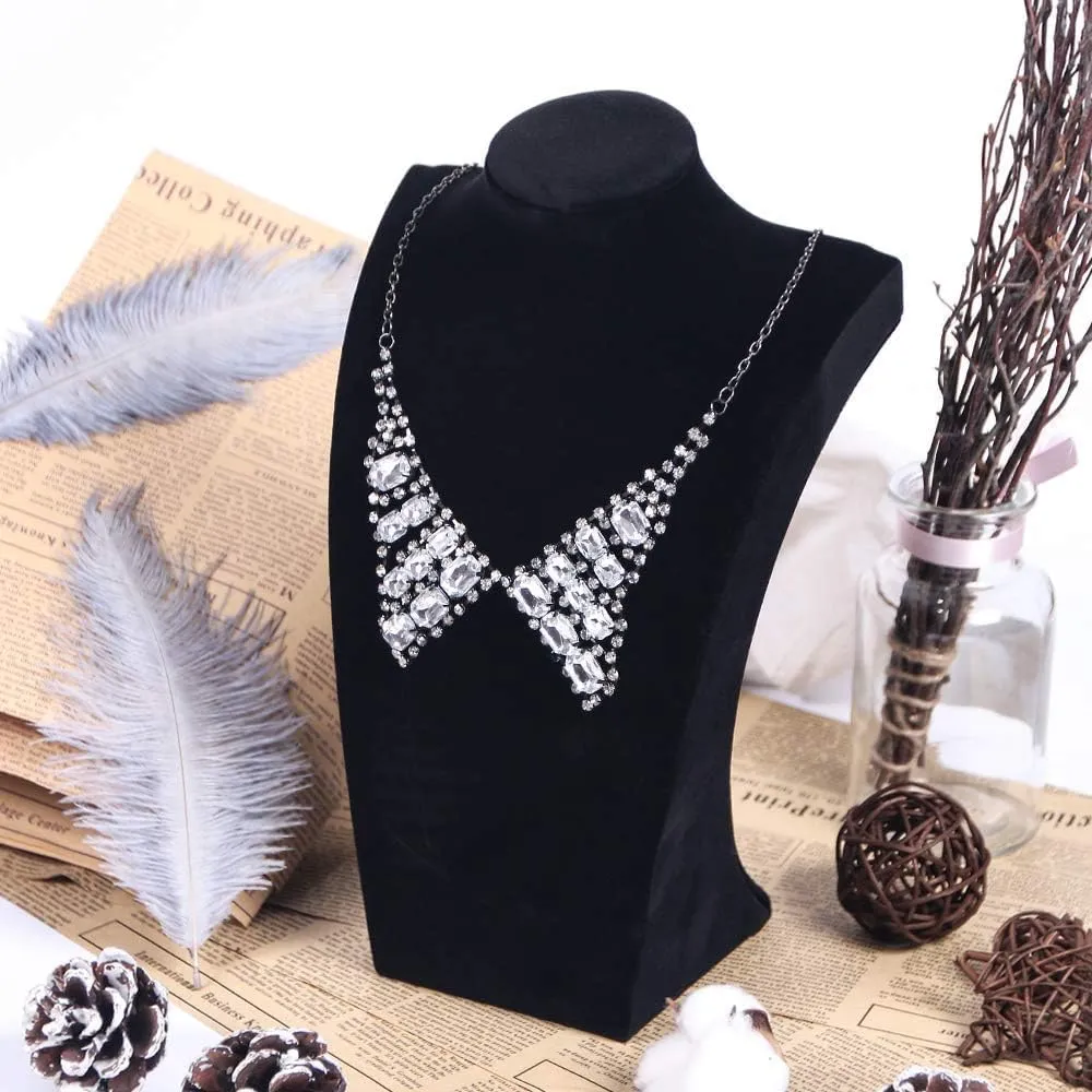 Coward Necklace Bust Stand, Necklace Holder Stand, Black Velvet Necklace Jewelry Display Holder for Home Use or Store Shop Show (9" Hight)