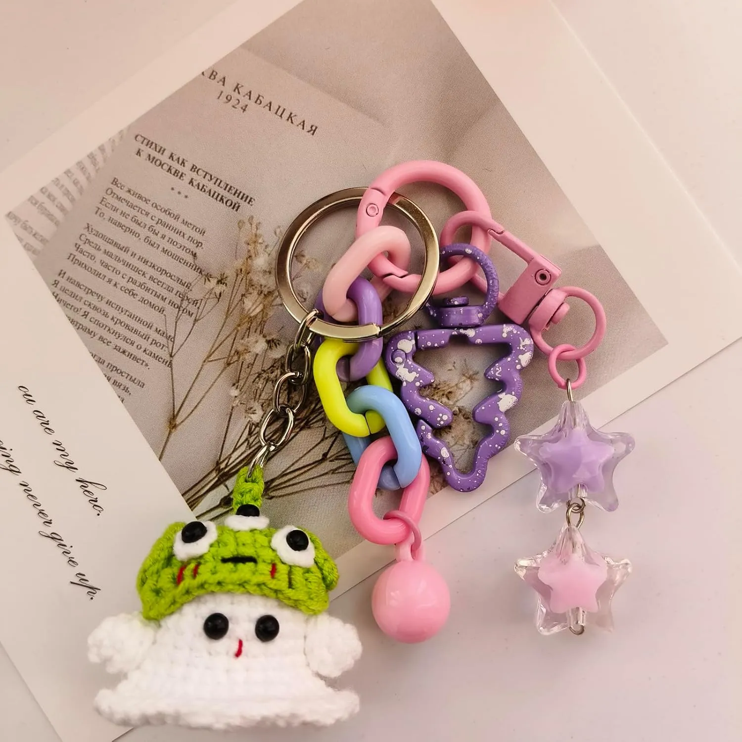 Crochet Keychain, Knitted Keychains for Women, Cute Kawaii keychain Charms Backpack Handmade Gift