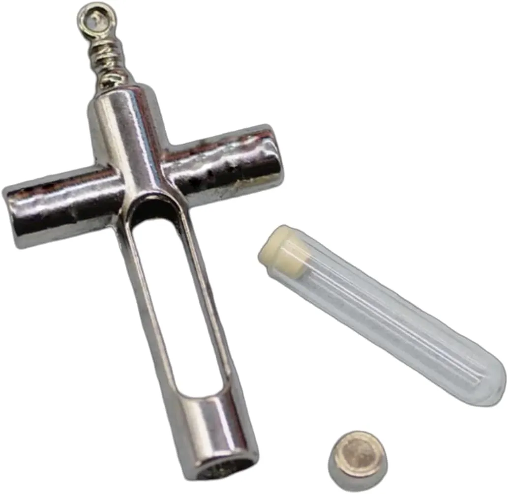 Cross Blood Vial Necklace, Necklace for Ashes, Glass Cremation Pendant Vial Tube, Fillable necklace, locket, Urn