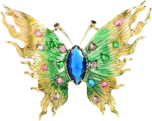 Cute Fashion Butterfly Brooch Pins Zinc Alloy Sweater Clothes Brooch Pins Simulated Rhinestone Brooch Lapel Pin Women Accessories Gifts for Birthday Wedding Anniversary