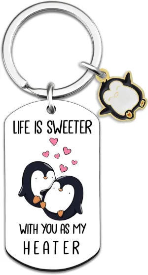 Cute Penguin Pig Keychain For Boyfriend Girlfriend Romantic Keychain Gifts For Him Her Birthday Presents Ideas
