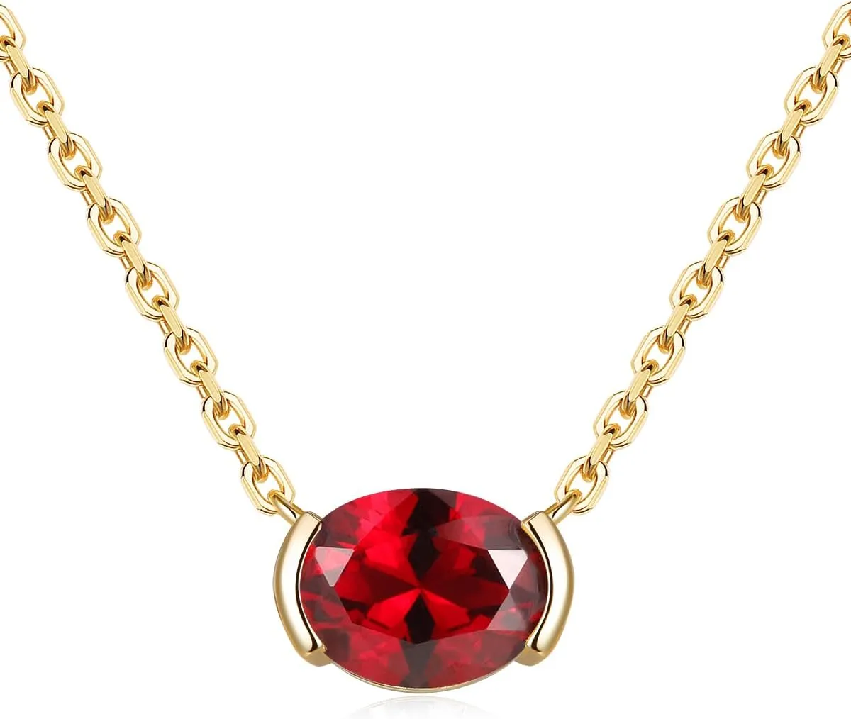 CYW Moissanite/Ruby/Sapphire/Emerald Dainty Pendant Necklace for Women, Novelty Design, Really Authentic Solid 925 Sterling Silver, 16"/18"/20" Adjustable, Birthday Anniversary Valentines Gift