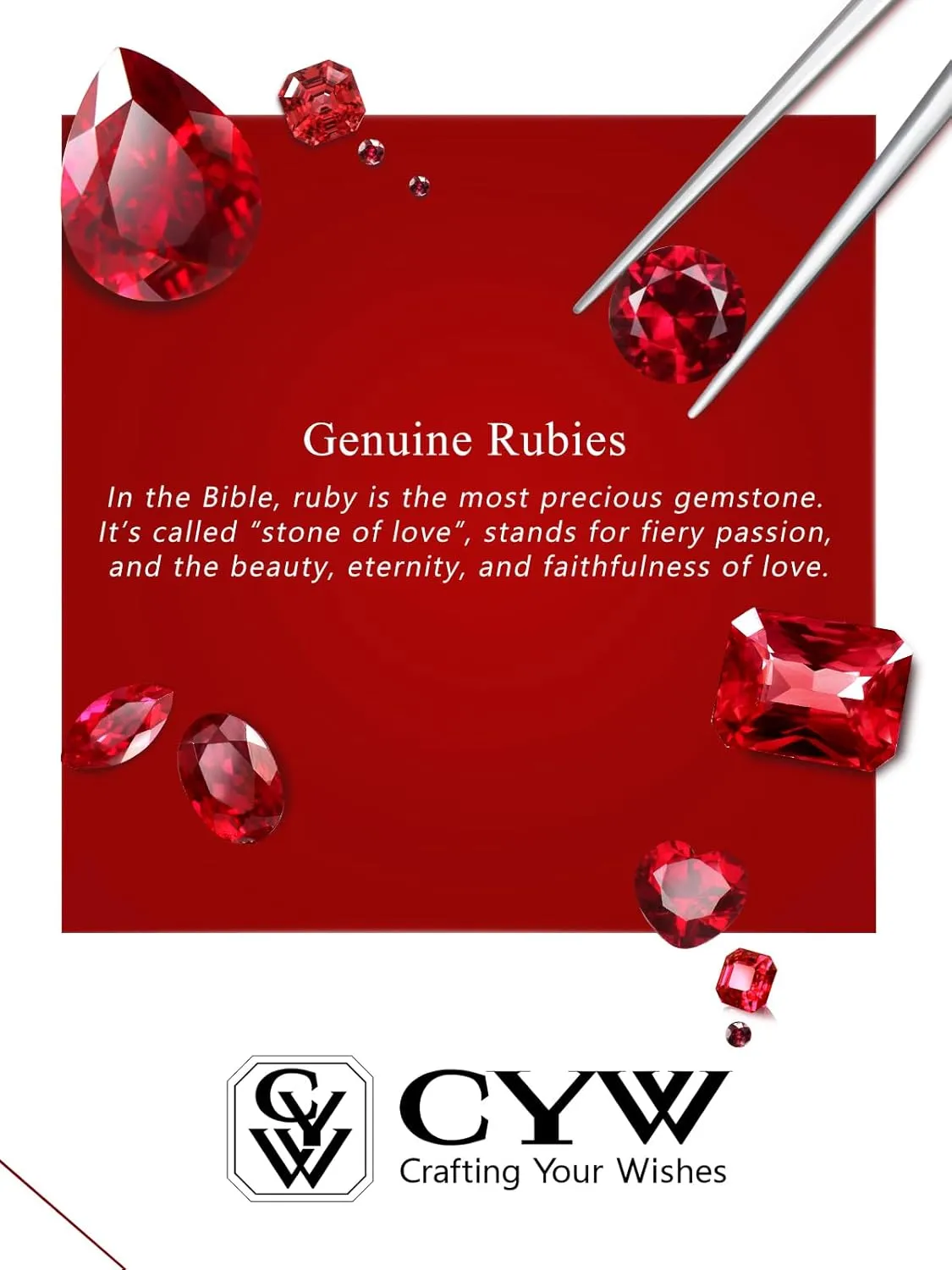 CYW Moissanite/Ruby/Sapphire/Emerald Dainty Pendant Necklace for Women, Novelty Design, Really Authentic Solid 925 Sterling Silver, 16"/18"/20" Adjustable, Birthday Anniversary Valentines Gift
