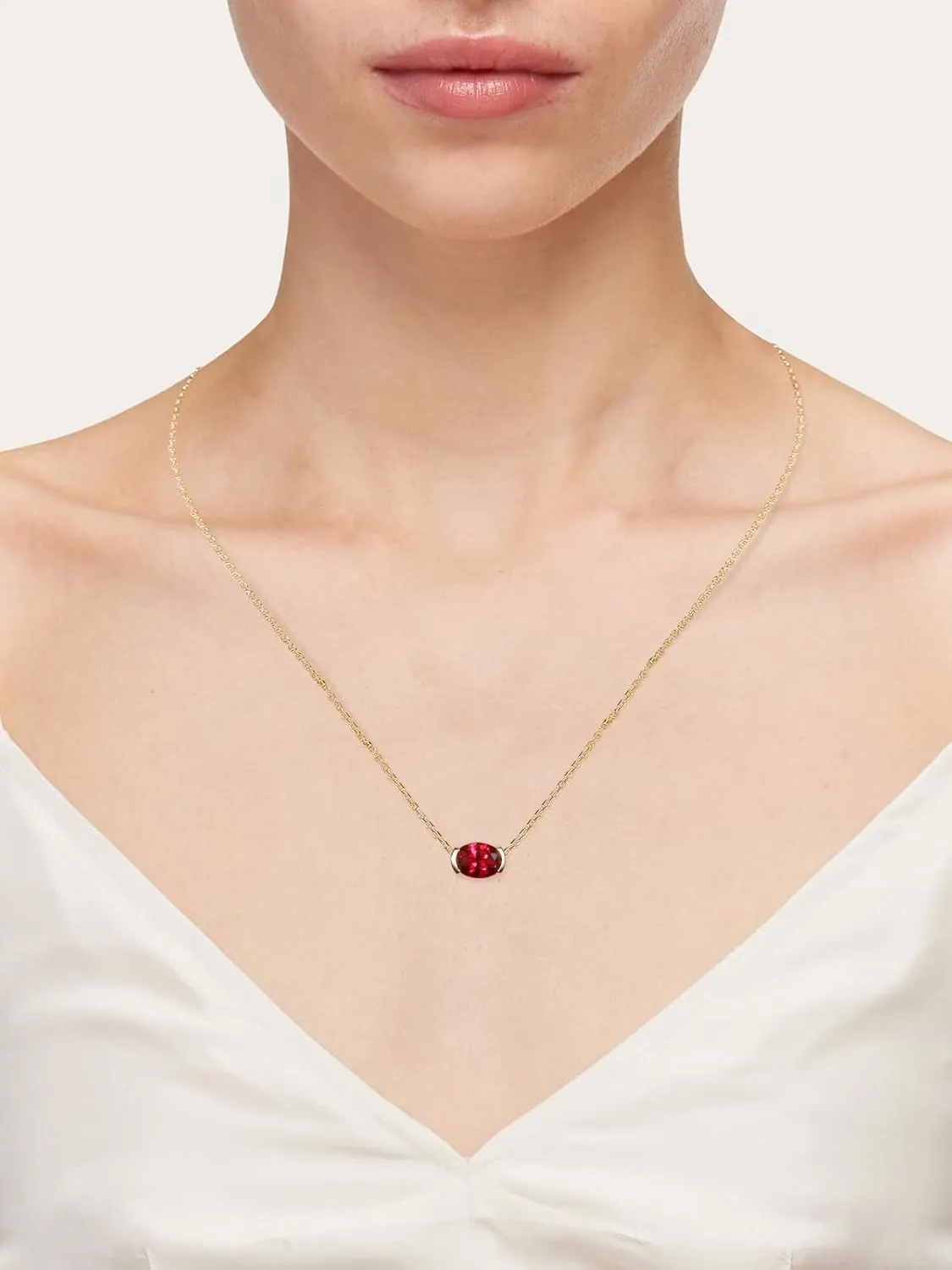 CYW Moissanite/Ruby/Sapphire/Emerald Dainty Pendant Necklace for Women, Novelty Design, Really Authentic Solid 925 Sterling Silver, 16"/18"/20" Adjustable, Birthday Anniversary Valentines Gift