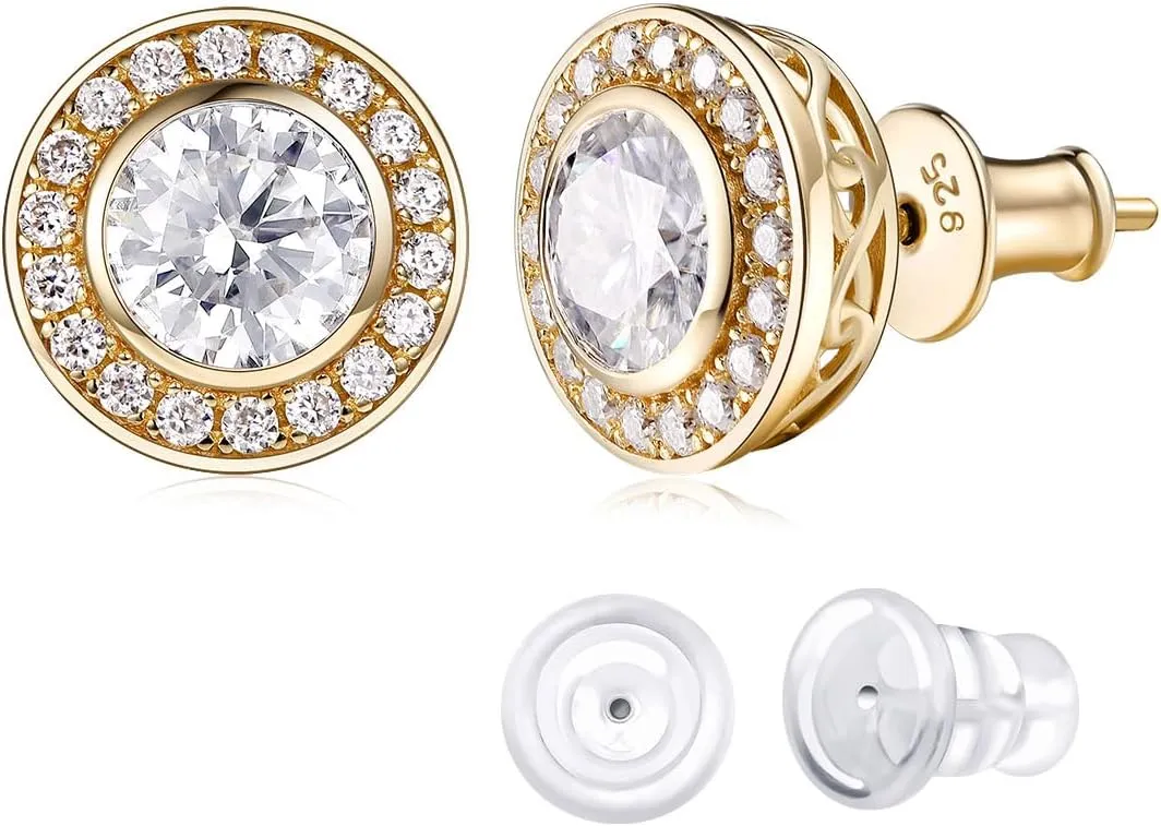 D Color VVS1 Clarity Moissanite Chunky Stud Earrings for Men Women, 0.88-2.43 Carat, Really Authentic Solid 925 Sterling Silver Hypoallergenic, Ideal Gift for Birthday Anniversary Christmas Valentines